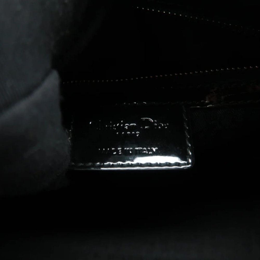 100% Authentic Dior Lady Black Patent Leather Satchel Bag - Picture 11 of 12